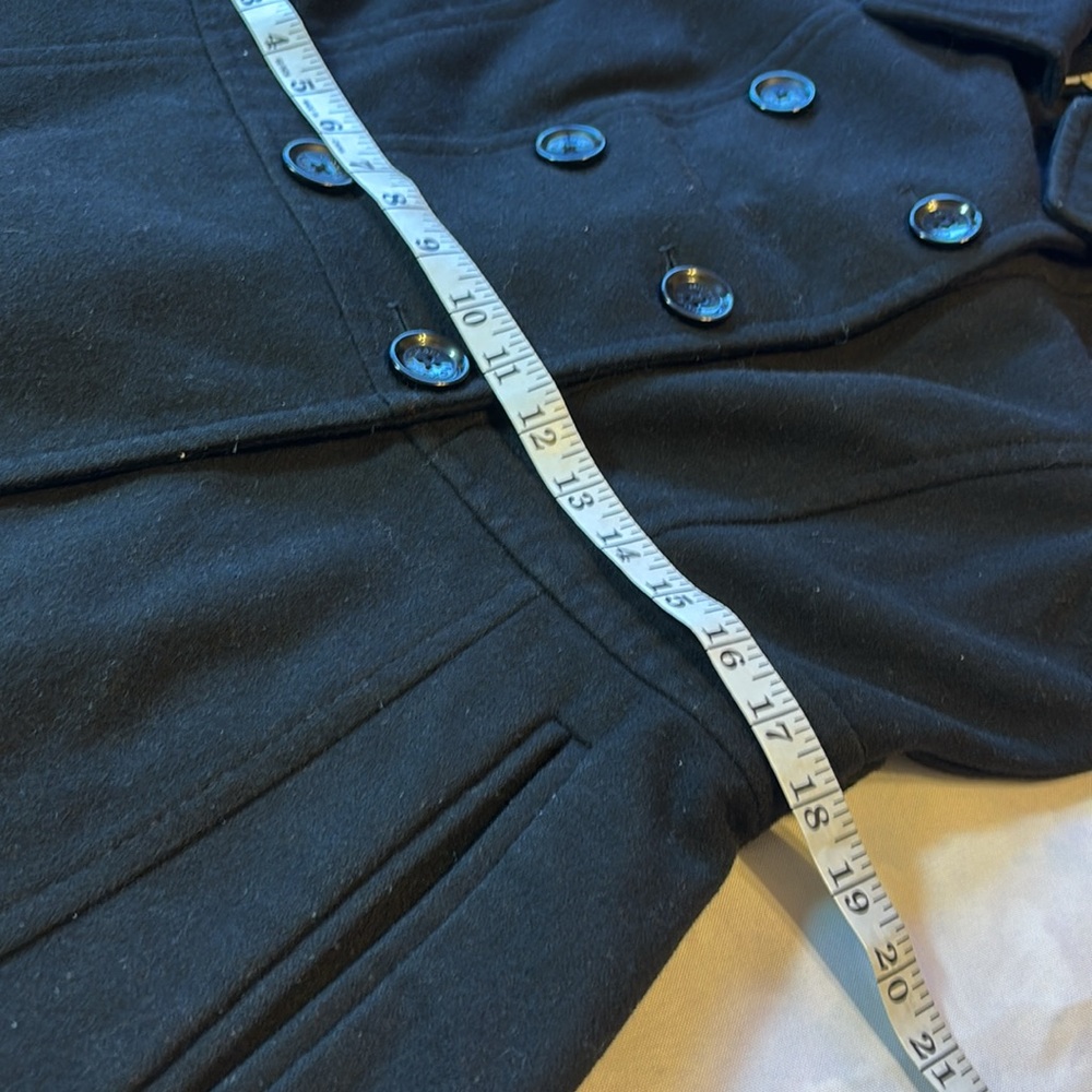 Michael Kors Black Wool Blend Double Breasted Peacoat Size Medium - Picture 15 of 16